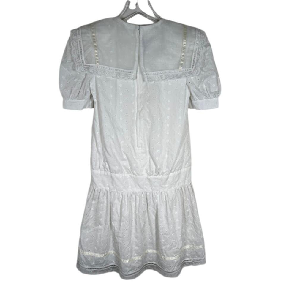 Gunne Sax Jessica McClintock Girls Embroidered Eyelet Dress 10 White Lace Trim - Picture 2 of 7